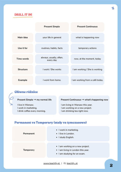 LEKCJA_A2B2_DRILL IT IN! Present Simple vs Present Continuous-2 LEKCJA_A2B2_DRILL IT IN! Present Simple vs Present Continuous-2